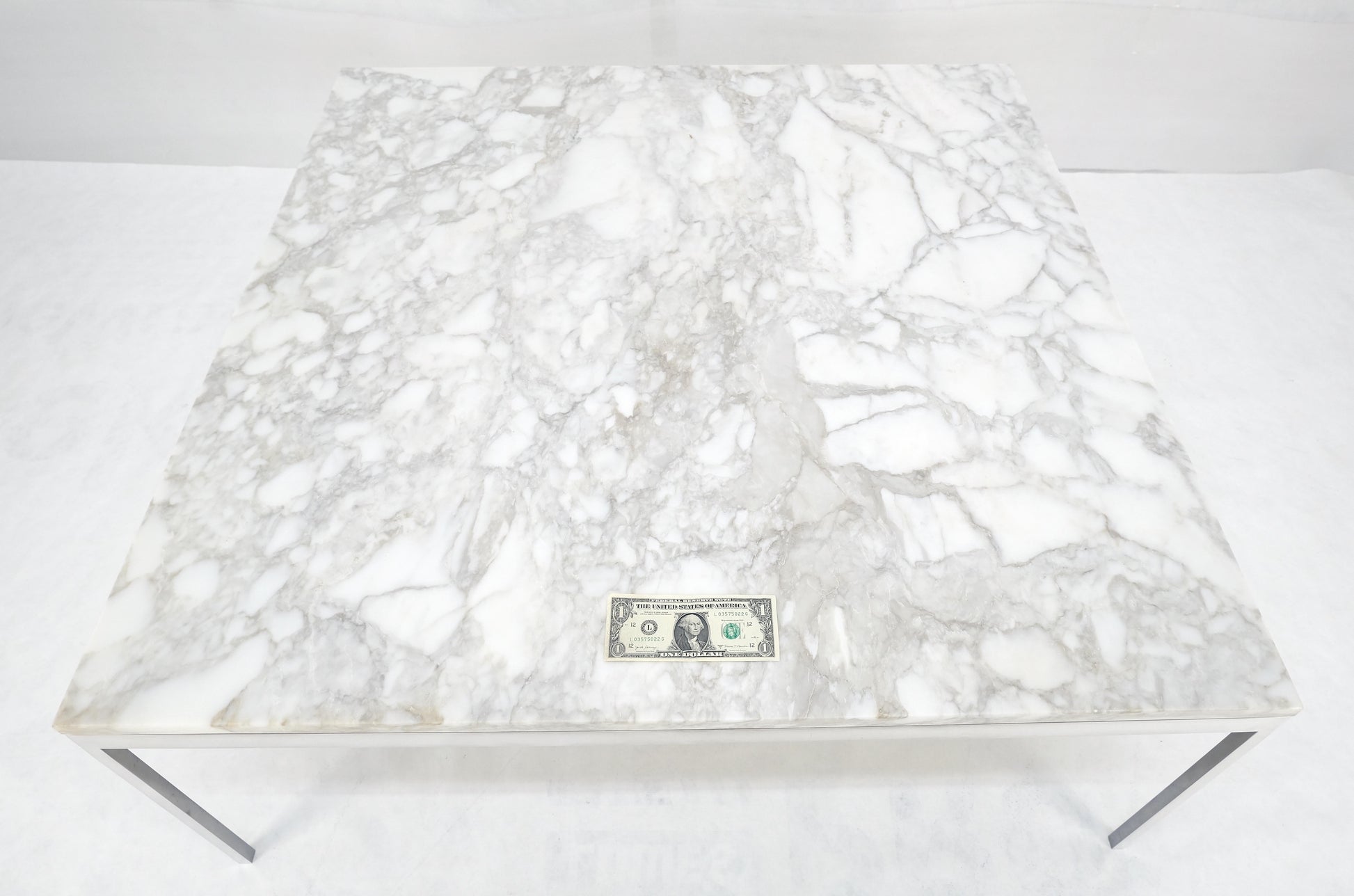 EstablishedLines Solid Stainless Steel Marble Top 42x42 Square Mid Century Modern Coffee Table