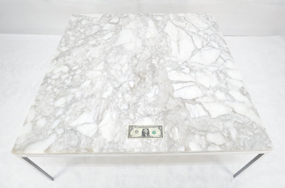 EstablishedLines Solid Stainless Steel Marble Top 42x42 Square Mid Century Modern Coffee Table