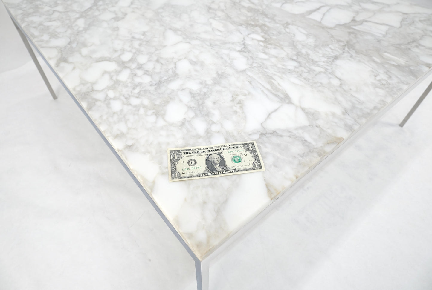 EstablishedLines Solid Stainless Steel Marble Top 42x42 Square Mid Century Modern Coffee Table