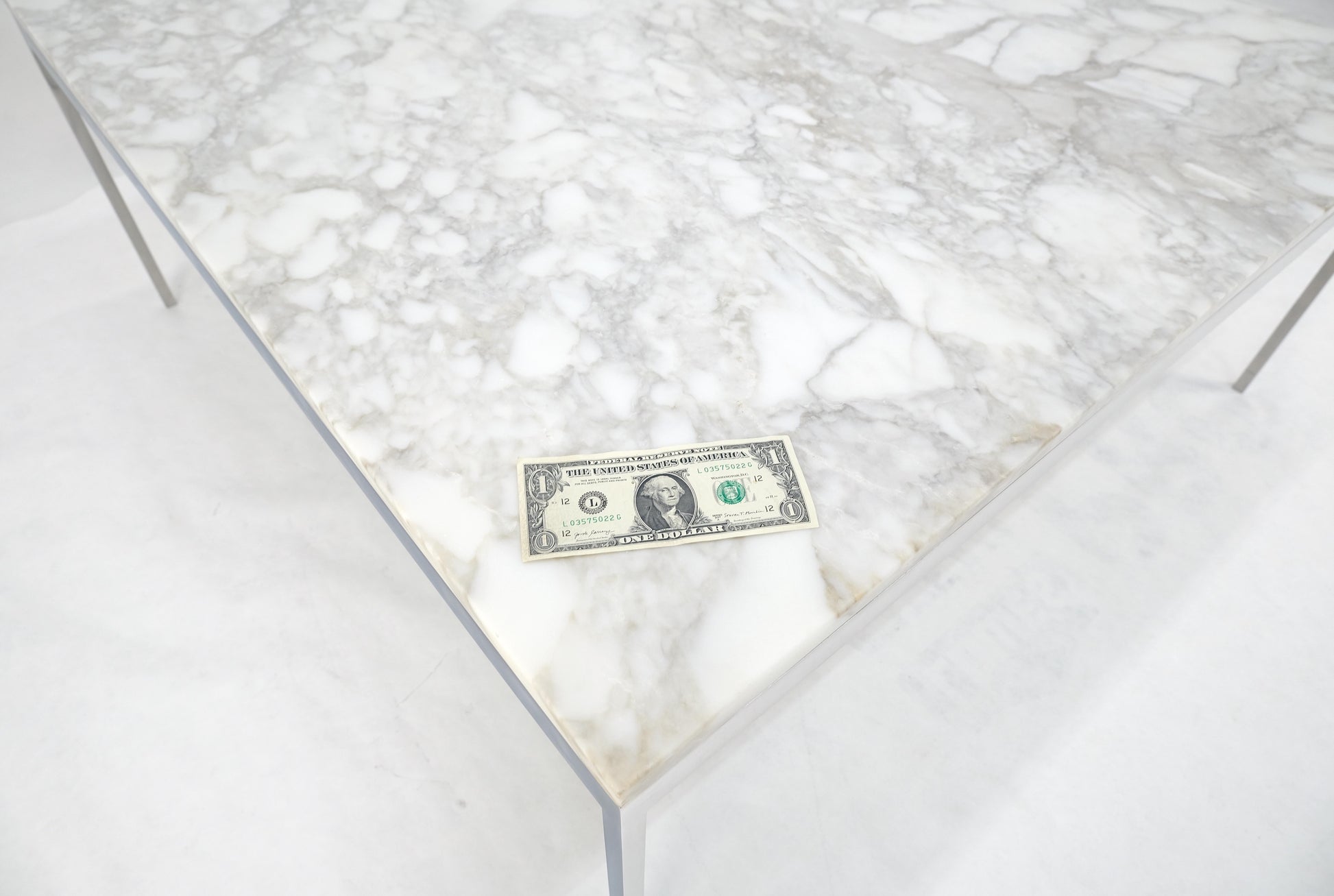 EstablishedLines Solid Stainless Steel Marble Top 42x42 Square Mid Century Modern Coffee Table
