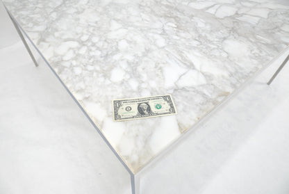 EstablishedLines Solid Stainless Steel Marble Top 42x42 Square Mid Century Modern Coffee Table