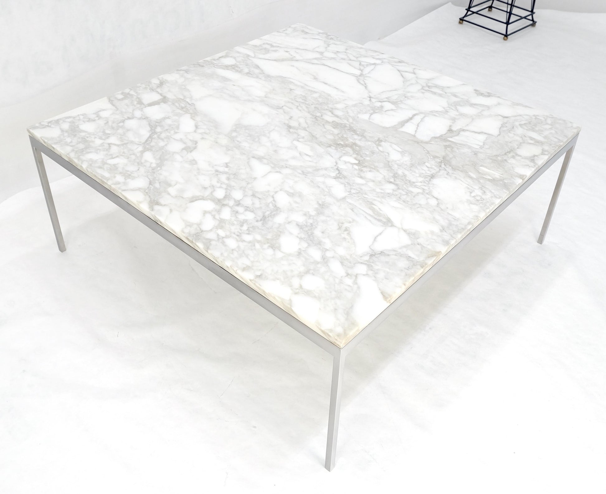 EstablishedLines Solid Stainless Steel Marble Top 42x42 Square Mid Century Modern Coffee Table