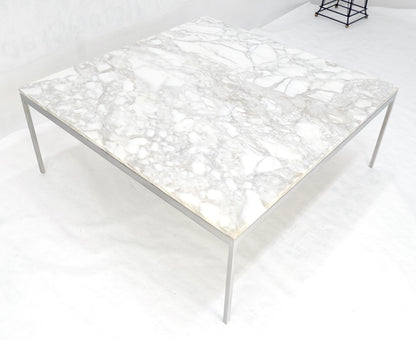 EstablishedLines Solid Stainless Steel Marble Top 42x42 Square Mid Century Modern Coffee Table