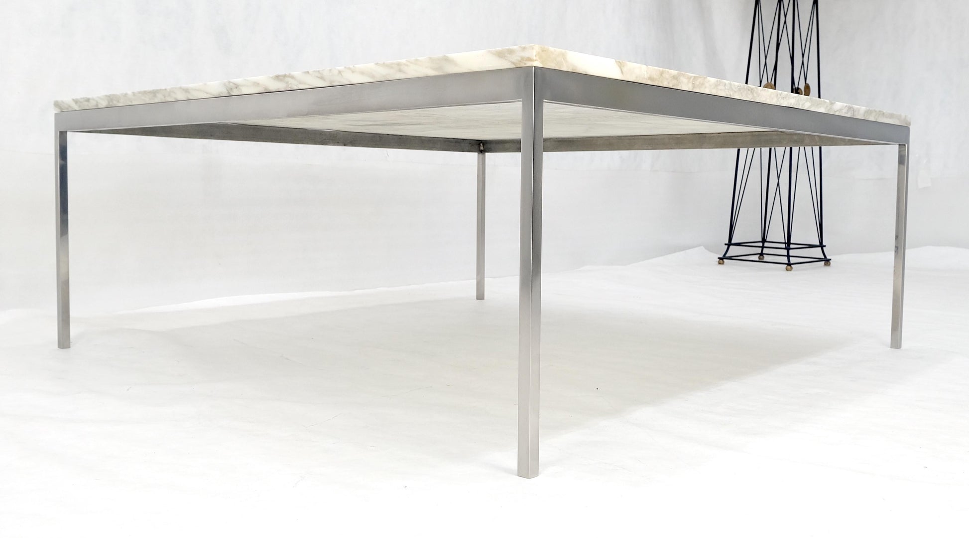 EstablishedLines Solid Stainless Steel Marble Top 42x42 Square Mid Century Modern Coffee Table