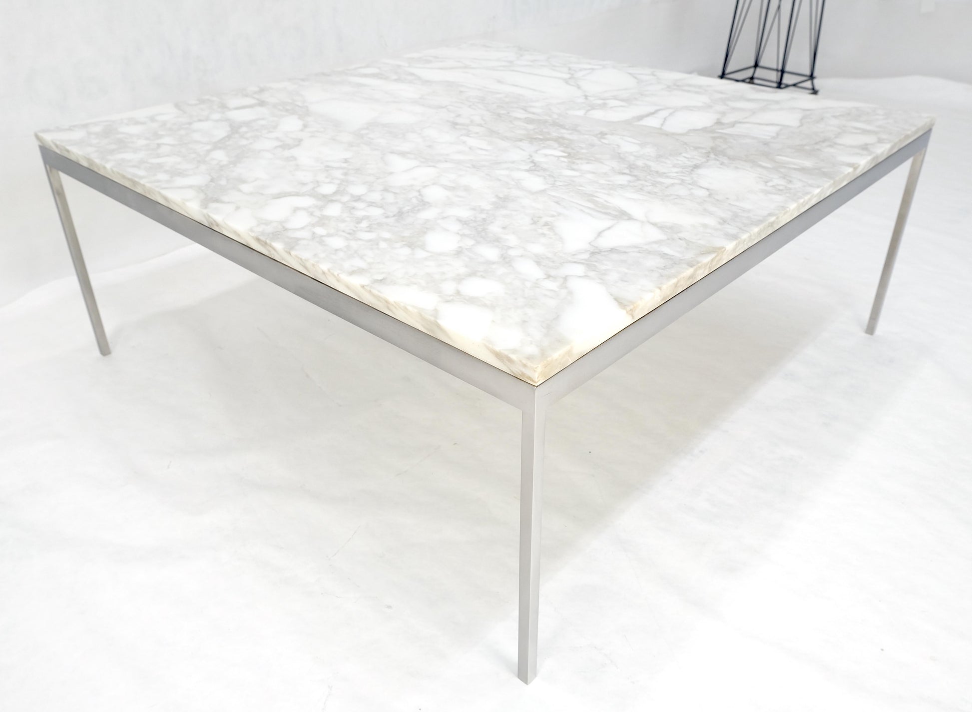 EstablishedLines Solid Stainless Steel Marble Top 42x42 Square Mid Century Modern Coffee Table