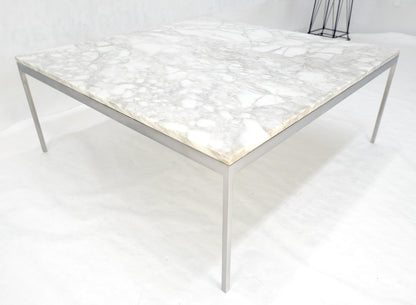 EstablishedLines Solid Stainless Steel Marble Top 42x42 Square Mid Century Modern Coffee Table