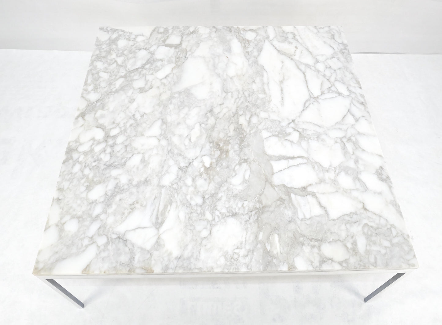 EstablishedLines Solid Stainless Steel Marble Top 42x42 Square Mid Century Modern Coffee Table