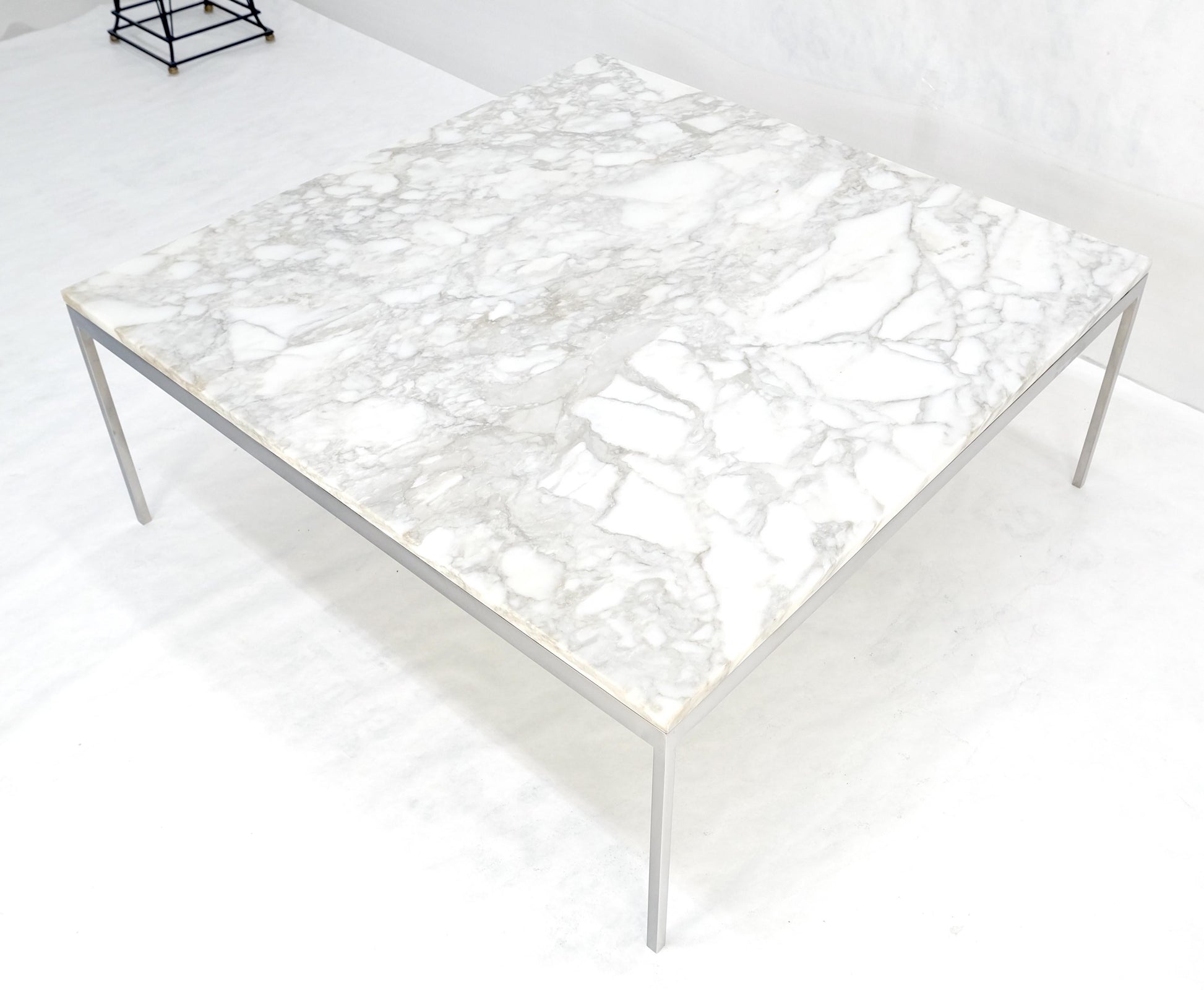 EstablishedLines Solid Stainless Steel Marble Top 42x42 Square Mid Century Modern Coffee Table