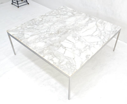 EstablishedLines Solid Stainless Steel Marble Top 42x42 Square Mid Century Modern Coffee Table