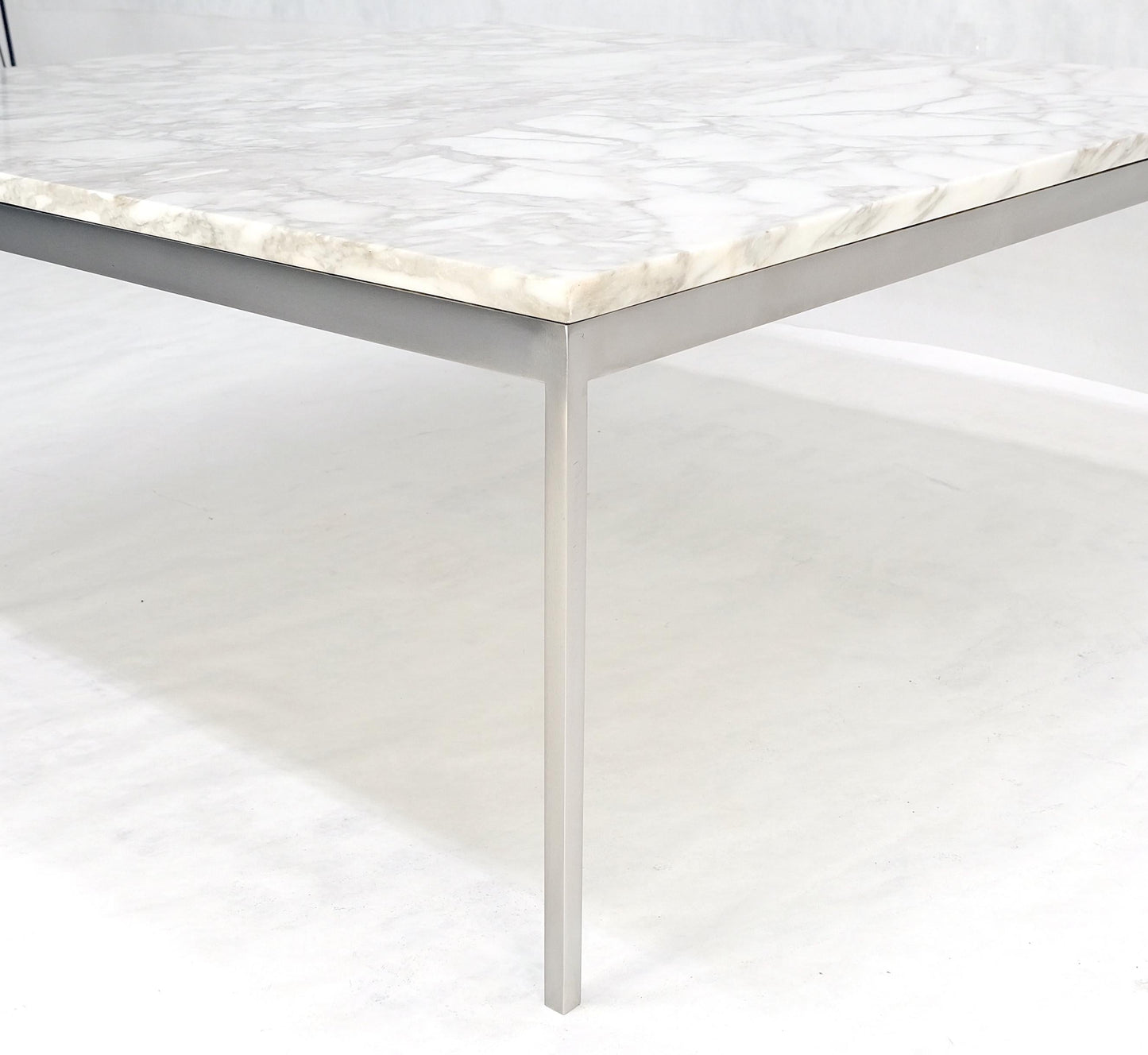 EstablishedLines Solid Stainless Steel Marble Top 42x42 Square Mid Century Modern Coffee Table