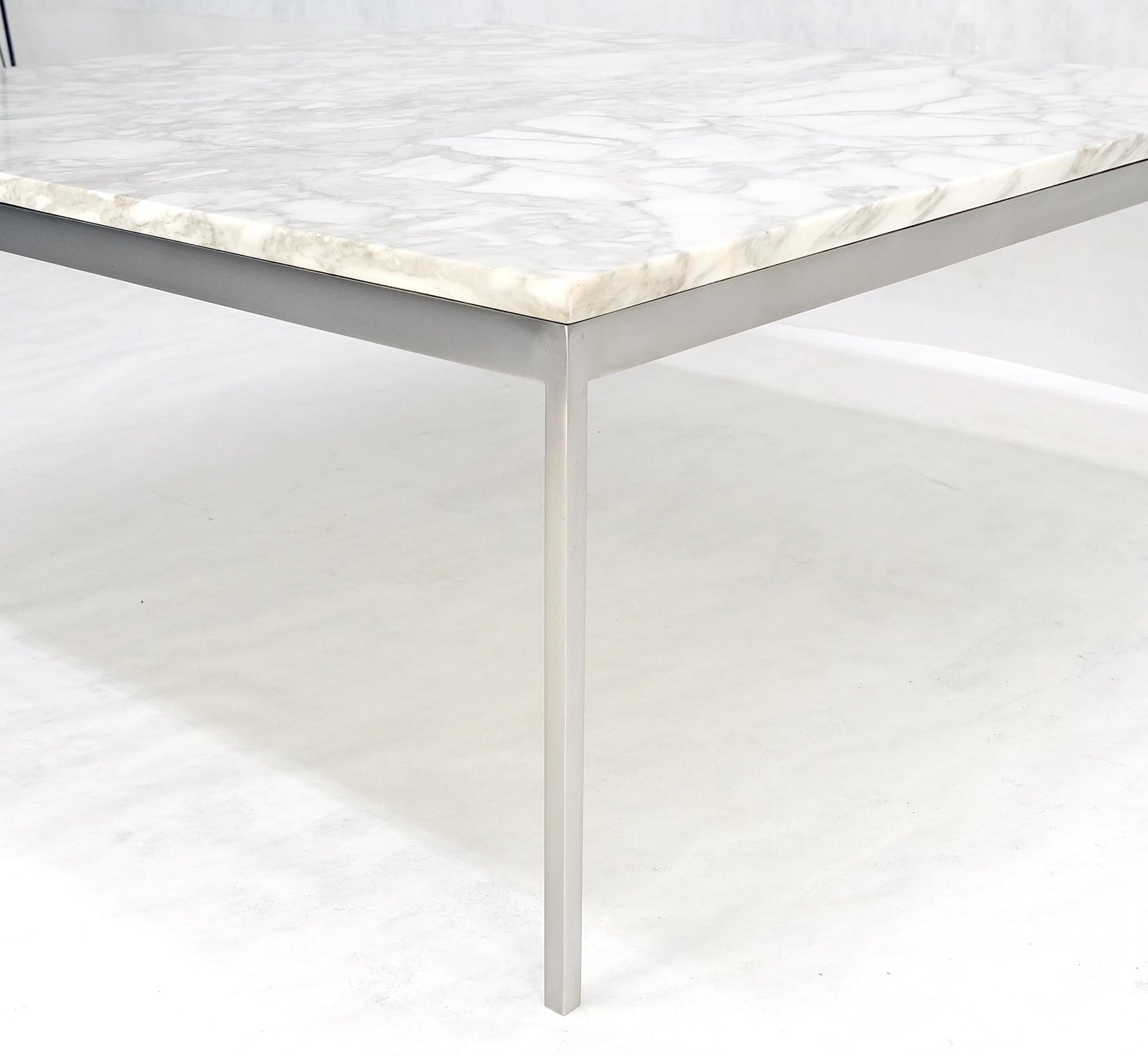EstablishedLines Solid Stainless Steel Marble Top 42x42 Square Mid Century Modern Coffee Table