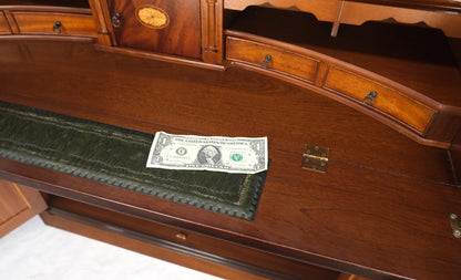 Georgian Flame Mahogany Breakfront Bookcase Butlers Drop Desk Individual Glass