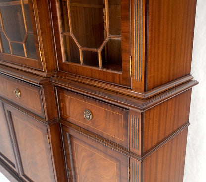 EstablishedLines Georgian Flame Mahogany Breakfront Bookcase Butlers Drop Desk Individual Glass