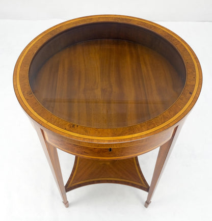 EstablishedLines Very Fine Round Glass Top Showcase Inlaid Burl Lamp Table Stand Maitland-Smith