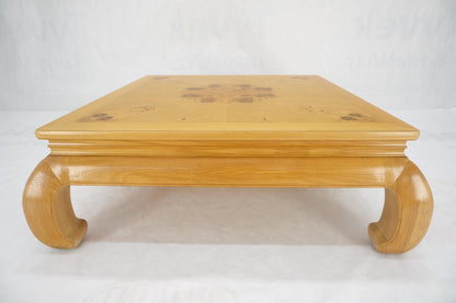 EstablishedLines Large 4' Square Burl Wood Top Massive Legs Oriental Chinese Coffee Center Table