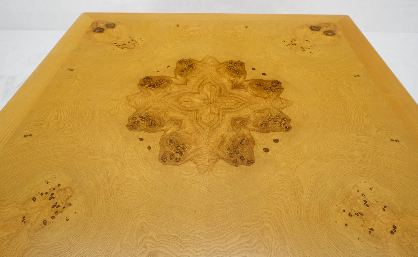 EstablishedLines Large 4' Square Burl Wood Top Massive Legs Oriental Chinese Coffee Center Table