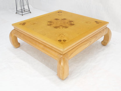 EstablishedLines Large 4' Square Burl Wood Top Massive Legs Oriental Chinese Coffee Center Table