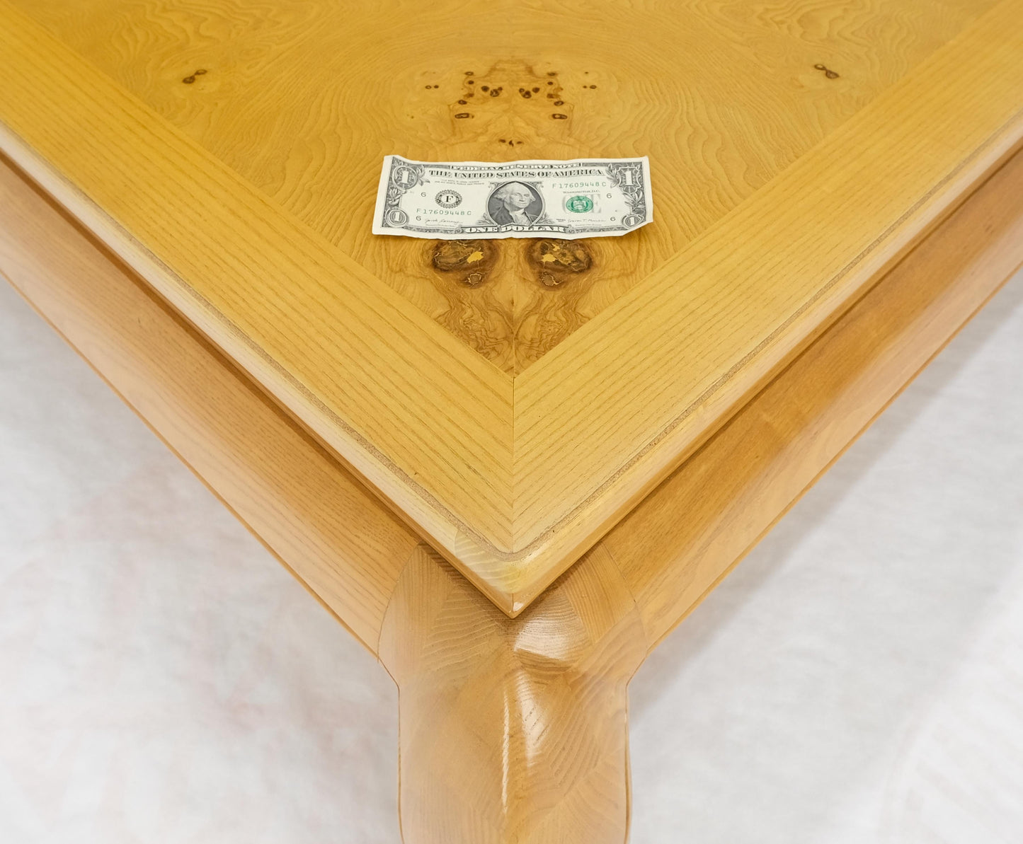 EstablishedLines Large 4' Square Burl Wood Top Massive Legs Oriental Chinese Coffee Center Table