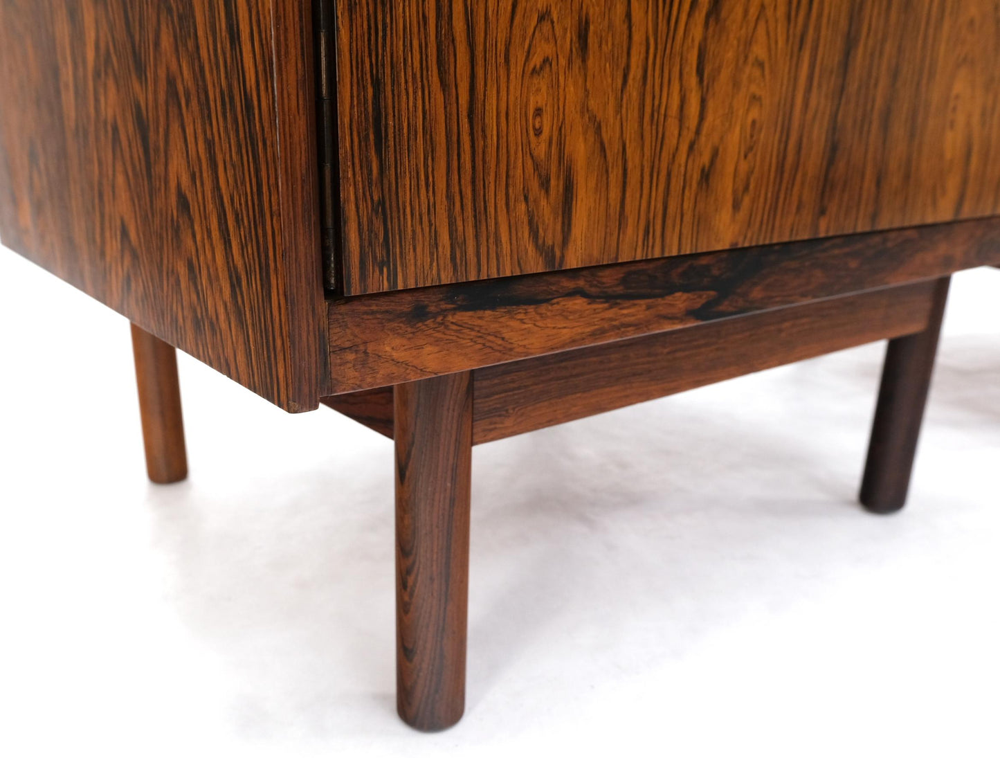 EstablishedLines Pair of Gallery Top Danish Mid Century Modern Rosewood End Tables Night Stands