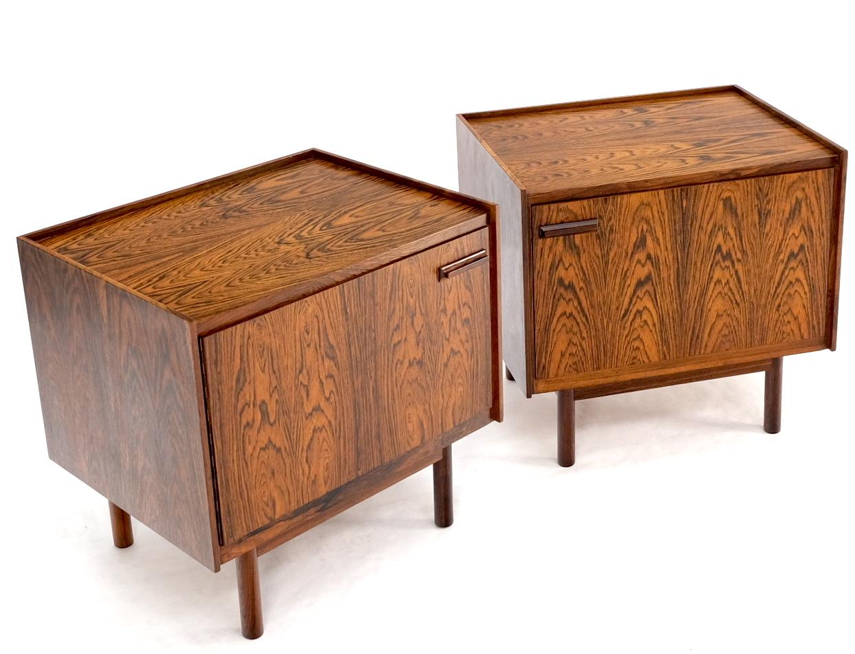 EstablishedLines Pair of Gallery Top Danish Mid Century Modern Rosewood End Tables Night Stands