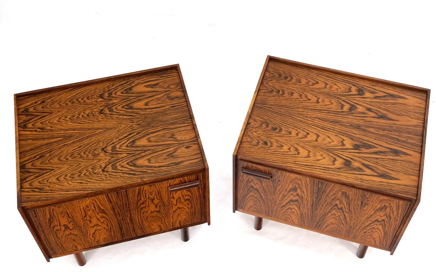 EstablishedLines Pair of Gallery Top Danish Mid Century Modern Rosewood End Tables Night Stands