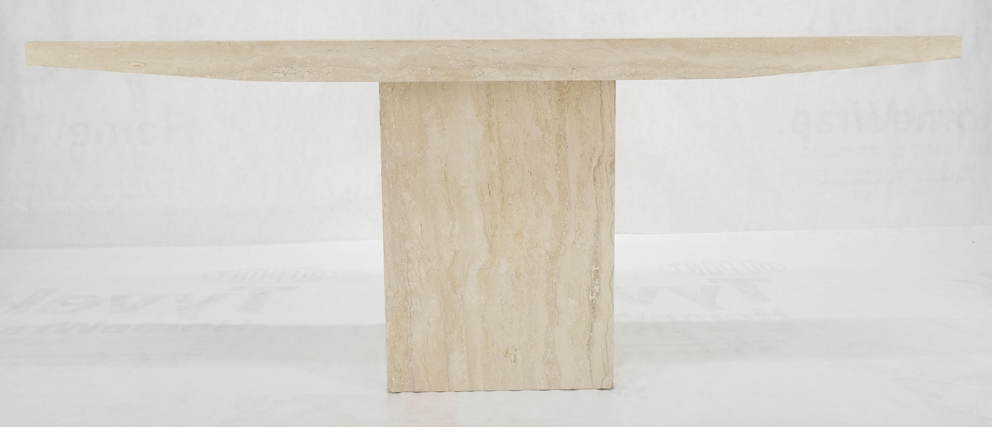 EstablishedLines Made in Italy Single Pedestal Base Travertine 6 Foot Console Sofa Table MINT!