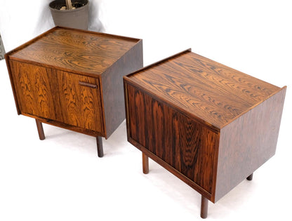 EstablishedLines Pair of Gallery Top Danish Mid Century Modern Rosewood End Tables Night Stands