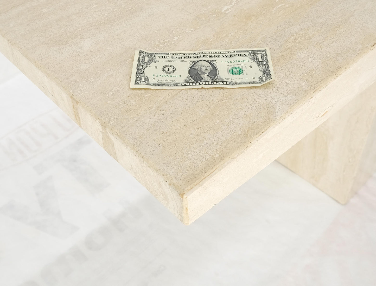 EstablishedLines Made in Italy Single Pedestal Base Travertine 6 Foot Console Sofa Table MINT!
