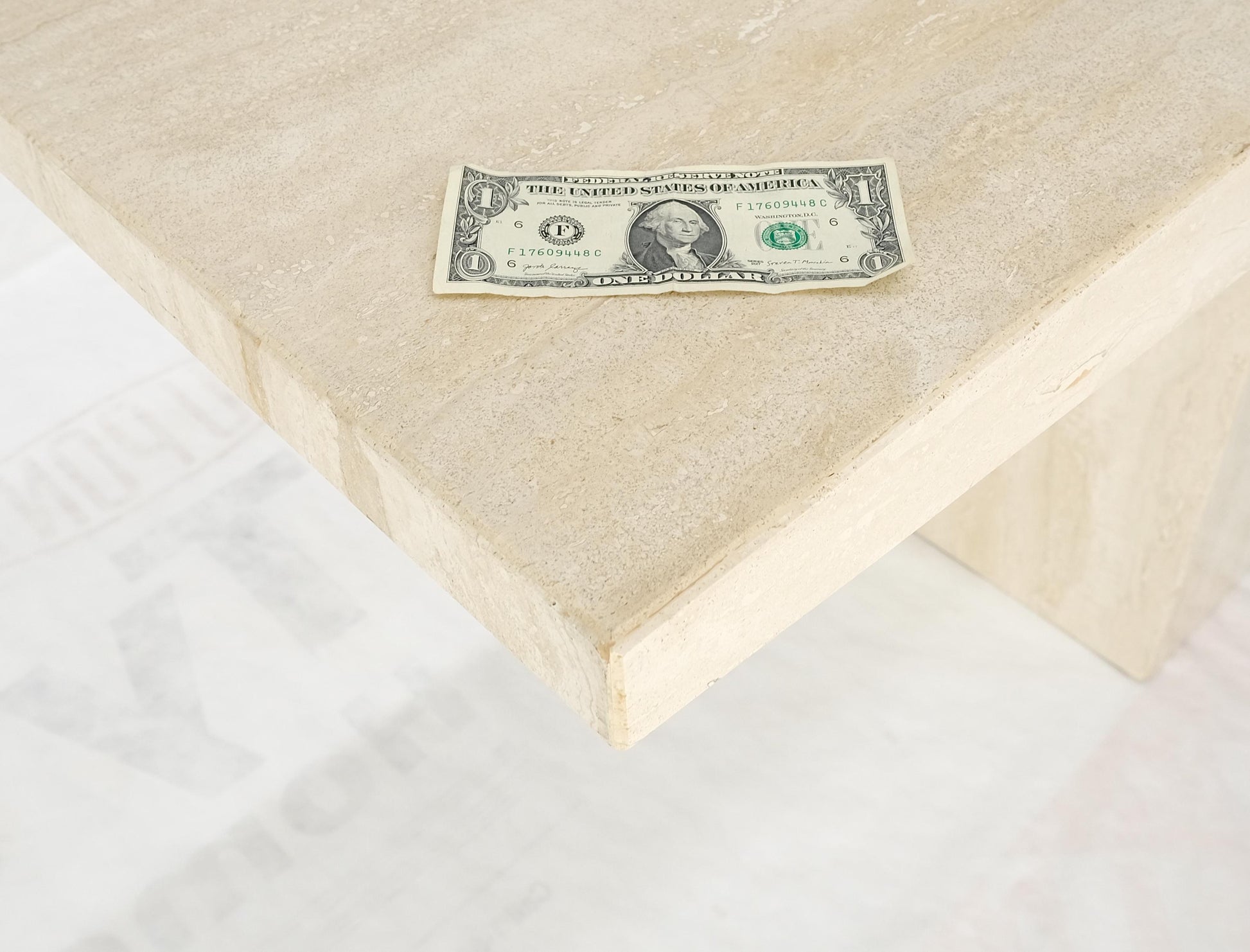 EstablishedLines Made in Italy Single Pedestal Base Travertine 6 Foot Console Sofa Table MINT!