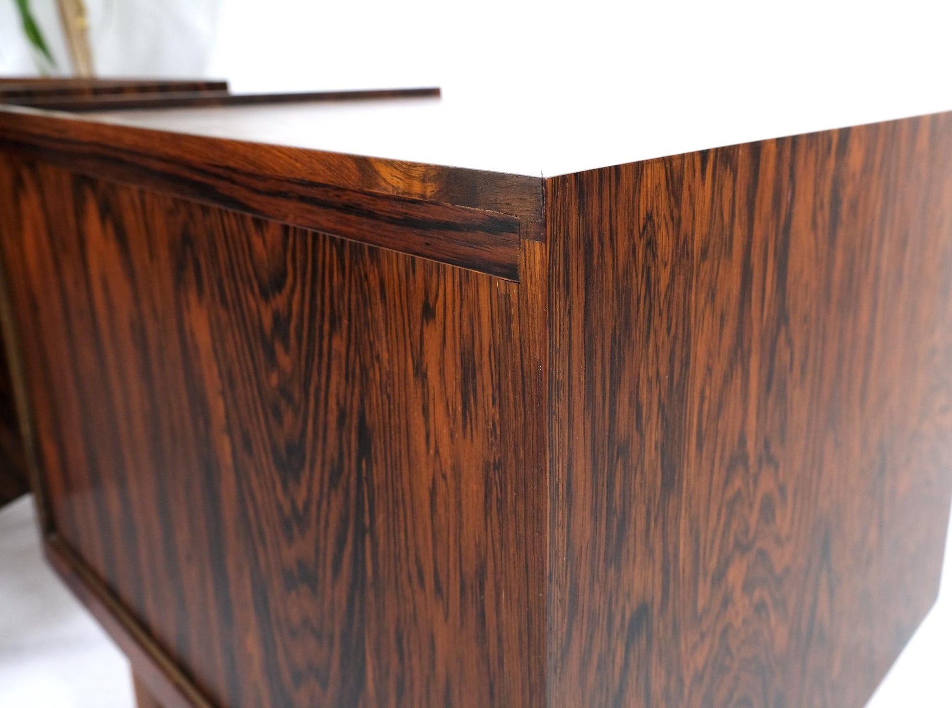 EstablishedLines Pair of Gallery Top Danish Mid Century Modern Rosewood End Tables Night Stands