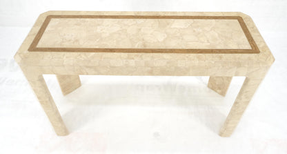 EstablishedLines Tessellated Travertine Inlayed Top Console Sofa Table Mid Century Modern MINT!