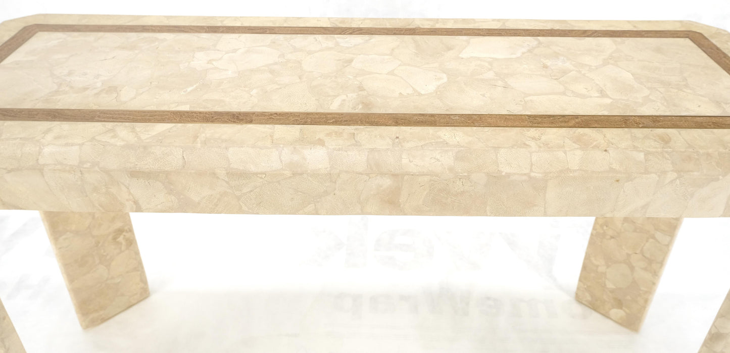 EstablishedLines Tessellated Travertine Inlayed Top Console Sofa Table Mid Century Modern MINT!