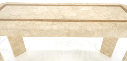 EstablishedLines Tessellated Travertine Inlayed Top Console Sofa Table Mid Century Modern MINT!