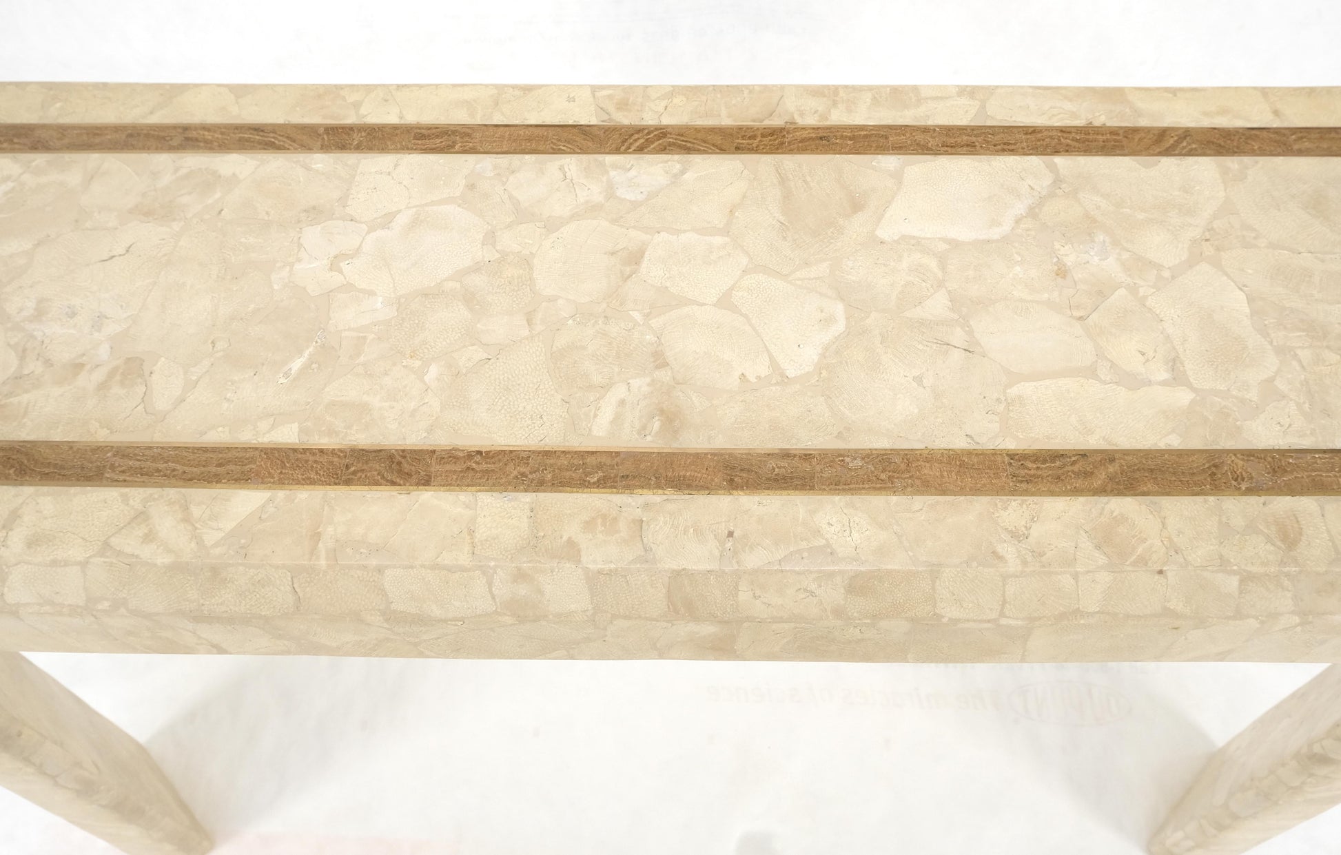 EstablishedLines Tessellated Travertine Inlayed Top Console Sofa Table Mid Century Modern MINT!