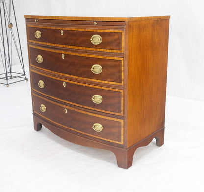 BAKER Bow Front Banded Top & 4 Drawers Pull Out Desk Bachelor Chest Dresser MINT