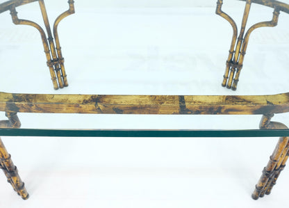 EstablishedLines Faux Metal Bamboo Base Racetrack Oval 3/4" Thick Glass Top Coffee Table MINT!