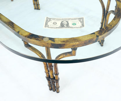 EstablishedLines Faux Metal Bamboo Base Racetrack Oval 3/4" Thick Glass Top Coffee Table MINT!