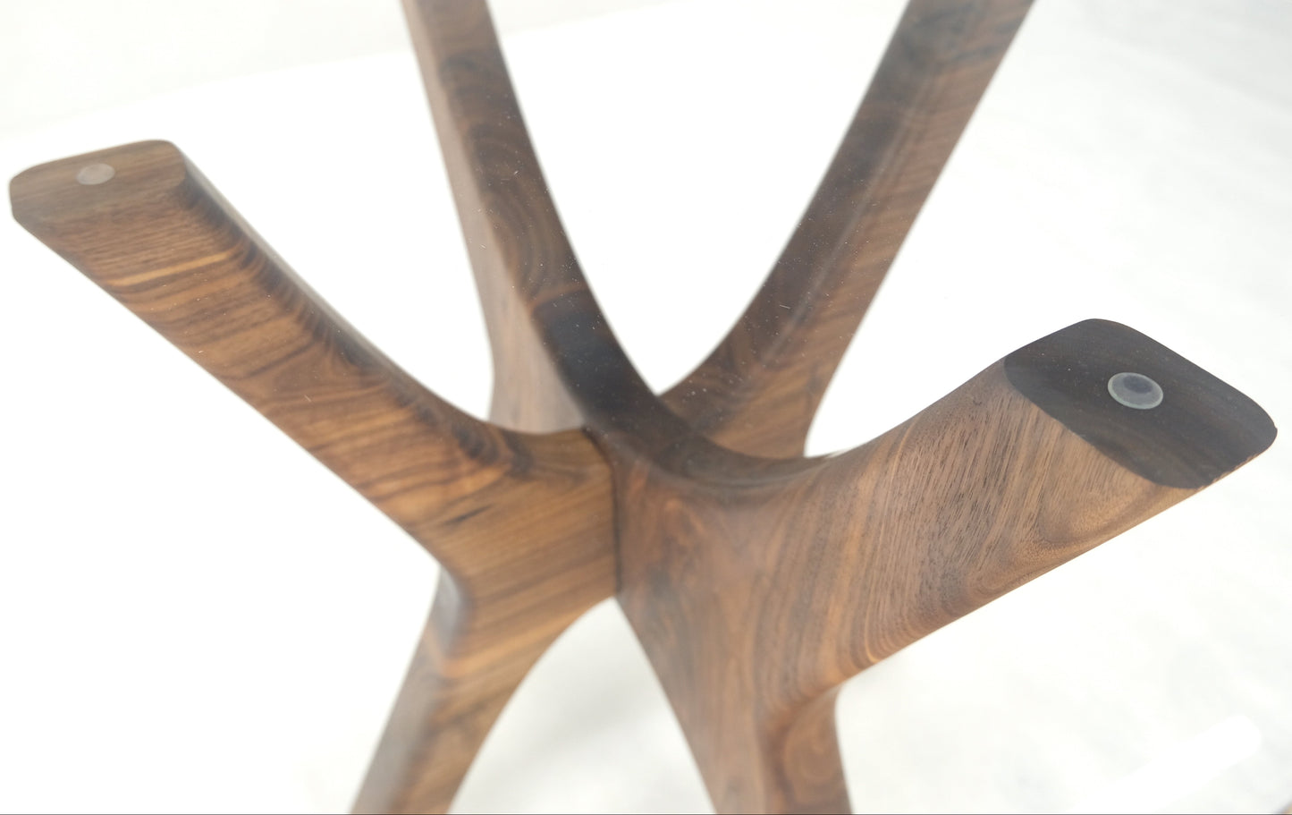 Modern Solid Walnut Wood Rectangular Glass Top Parabolic Side Table