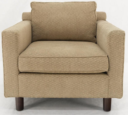 EstablishedLines Deep Oatmeal Fabric Upholstery Contemporary Lounge Chair on Dowel Legs