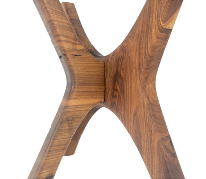 Modern Solid Walnut Wood Rectangular Glass Top Parabolic Side Table