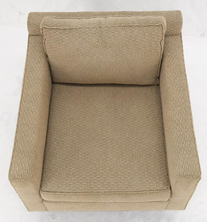 EstablishedLines Deep Oatmeal Fabric Upholstery Contemporary Lounge Chair on Dowel Legs