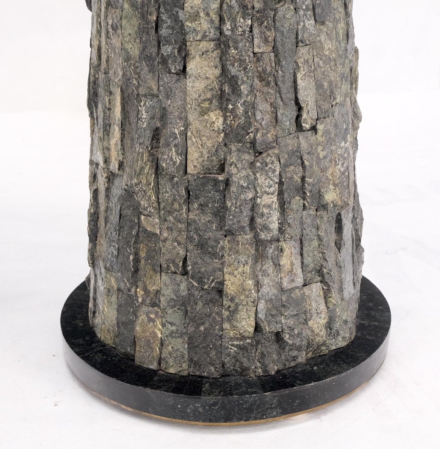 Pair of Polished & Rough Stone Tiles Cone Shape Non Matching Pair of Pedestals