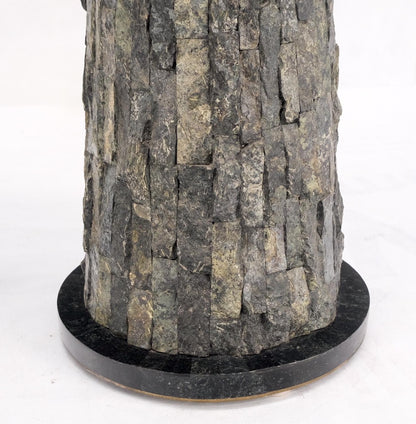 Pair of Polished & Rough Stone Tiles Cone Shape Non Matching Pair of Pedestals