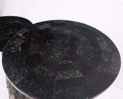 Pair of Polished & Rough Stone Tiles Cone Shape Non Matching Pair of Pedestals