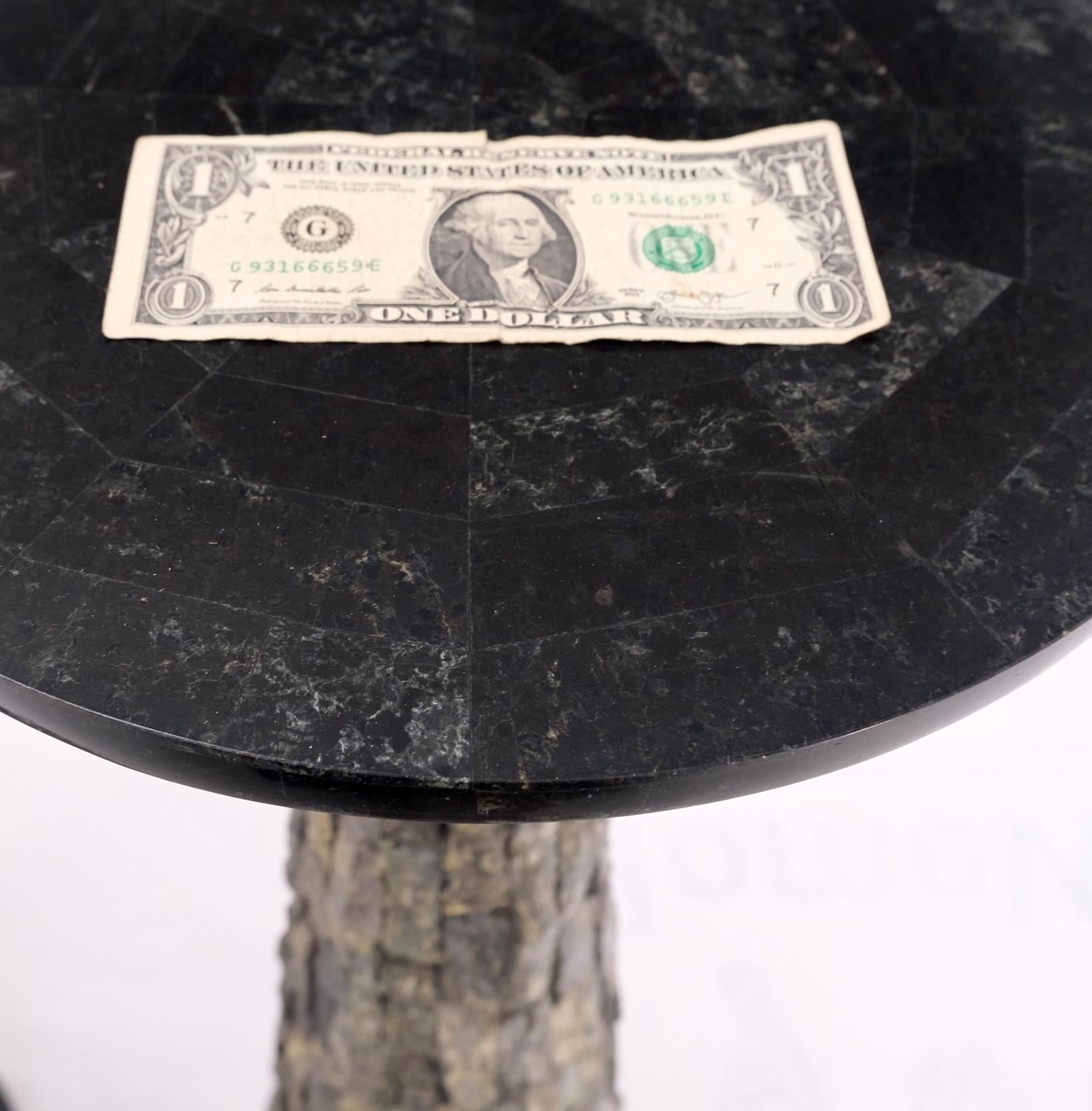EstablishedLines Pair of Polished & Rough Stone Tiles Cone Shape Non Matching Pair of Pedestals