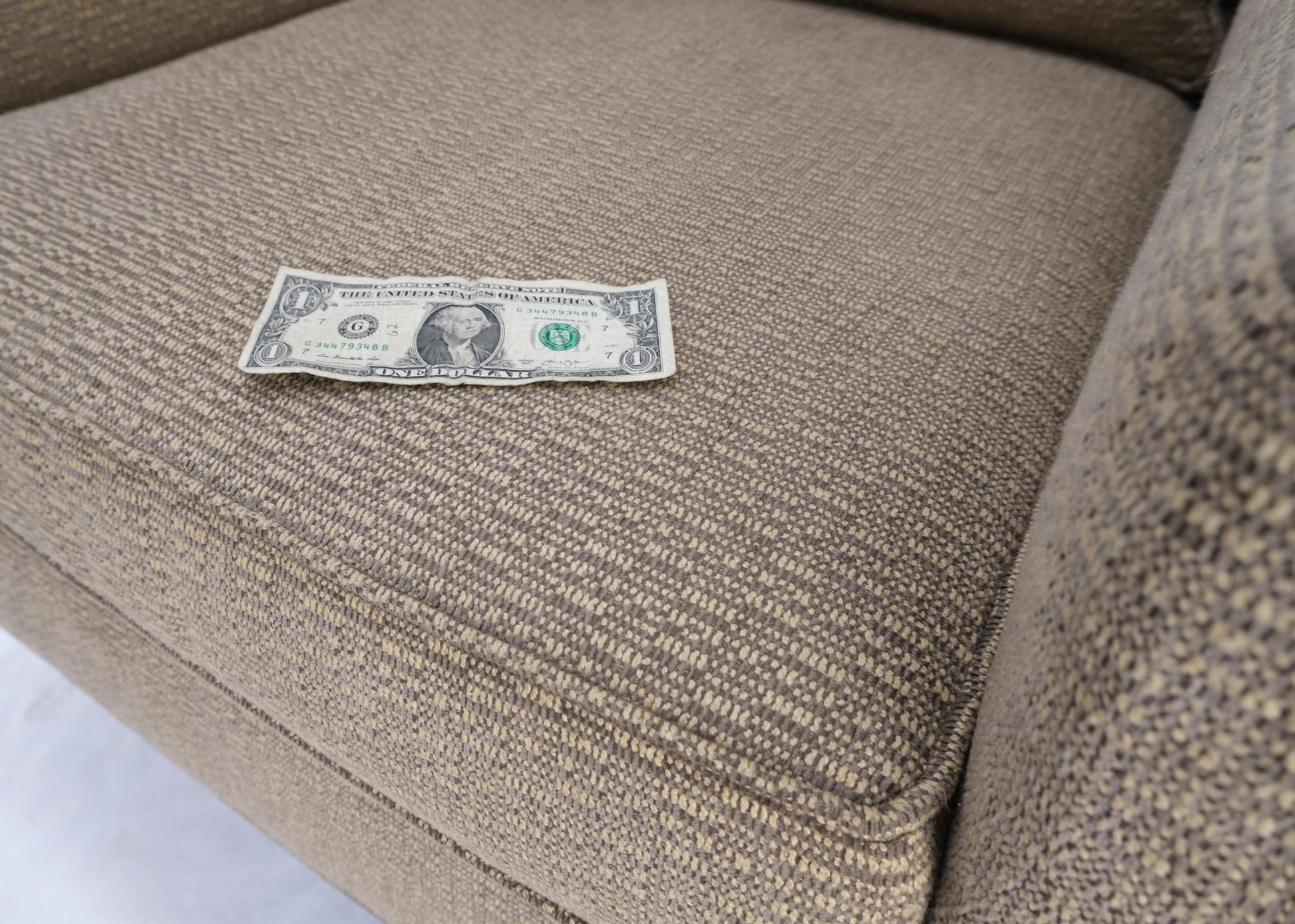 EstablishedLines Deep Oatmeal Fabric Upholstery Contemporary Lounge Chair on Dowel Legs
