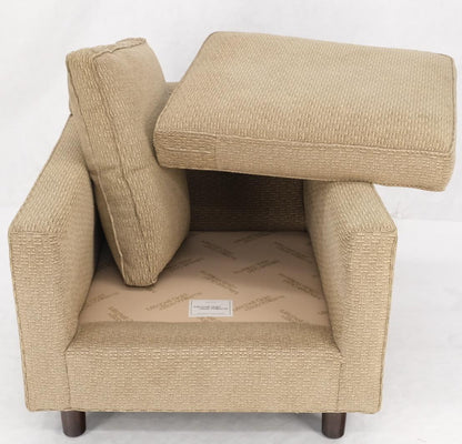 EstablishedLines Deep Oatmeal Fabric Upholstery Contemporary Lounge Chair on Dowel Legs