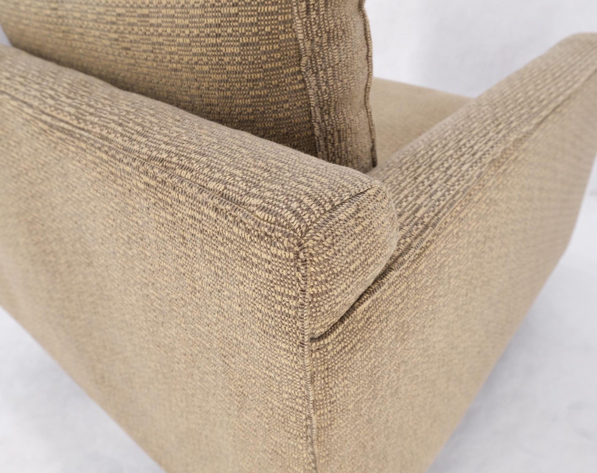 EstablishedLines Deep Oatmeal Fabric Upholstery Contemporary Lounge Chair on Dowel Legs
