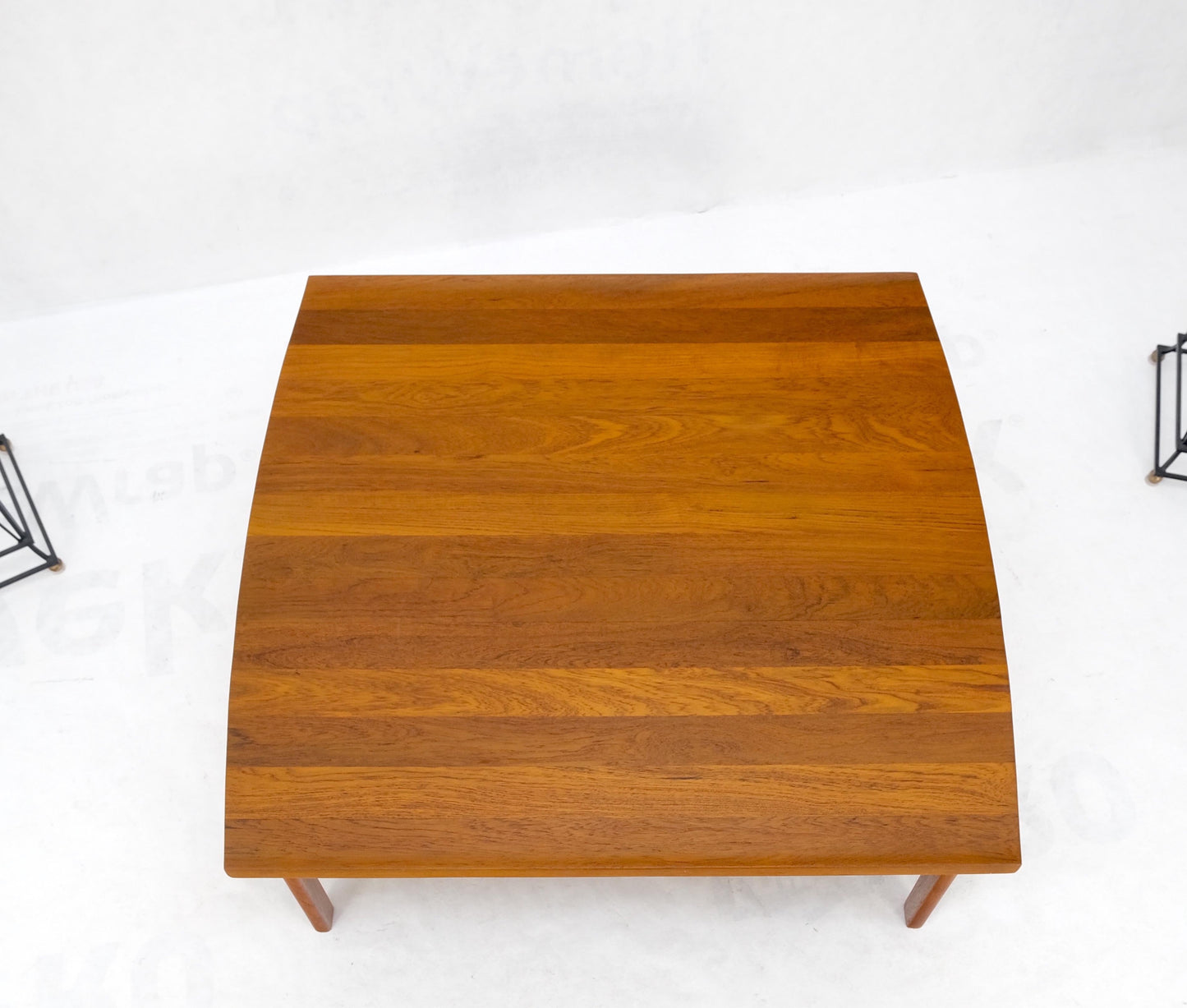 EstablishedLines Rolled Edge Solid Teak Top Square Danish Mid-Century Modern Coffee Table Mint!