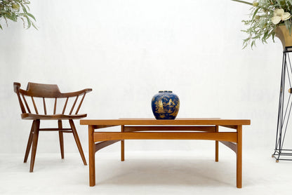 EstablishedLines Rolled Edge Solid Teak Top Square Danish Mid-Century Modern Coffee Table Mint!